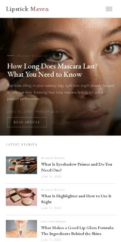 Preview of the Lipstick Maven website, a media outlet in United States for sponsored articles