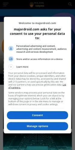 Anteprima del sito MajorDroid, media di Stati Uniti per articoli sponsorizzati