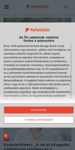Podgląd witryny Papageno, medium z kraju Węgry do artykułów sponsorowanych