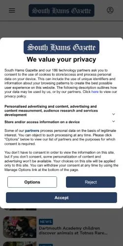 스폰서 기사용 영국 매체 South Hams Gazette 사이트 미리보기
