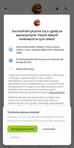 Aperçu du site Successpoint, média de Pologne pour articles sponsorisés