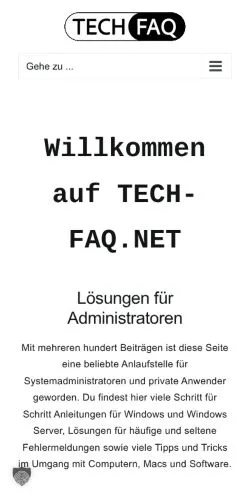Forhåndsvisning av nettstedet TECH FAQ, medium fra Tyskland for sponsede artikler