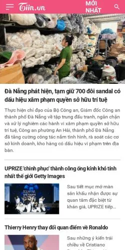 Anteprima del sito Tiin, media di Vietnam per articoli sponsorizzati