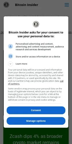 Vista previa del sitio Bitcoin Insider, medio de Estados Unidos para artículos patrocinados