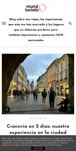 Podgląd witryny Mi Mundo Turístico, medium z kraju Hiszpania do artykułów sponsorowanych