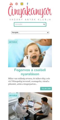 スポンサード記事向けのハンガリーメディア、Anyakanyarのサイトプレビュー