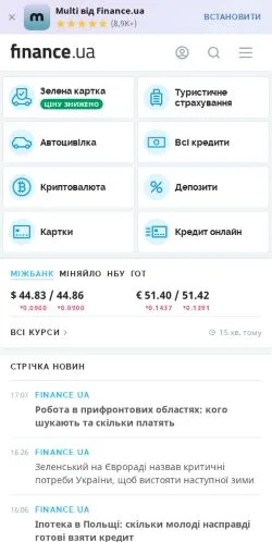 Förhandsvisning av webbplatsen Finance, medium i Ukraina för sponsrade artiklar