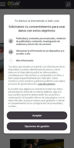 Podgląd witryny Salir México, medium z kraju Meksyk do artykułów sponsorowanych