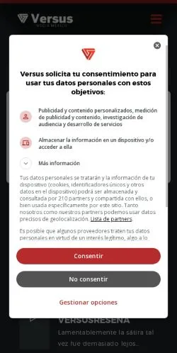 Podgląd witryny Versus Media México, medium z kraju Meksyk do artykułów sponsorowanych