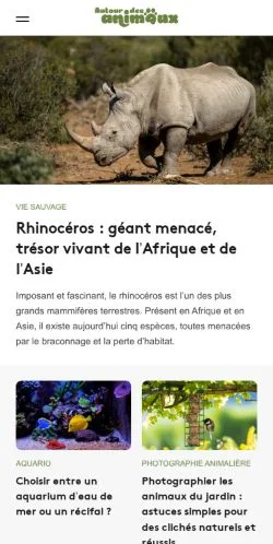 Anteprima del sito Autour Des Animaux, media di Francia per articoli sponsorizzati