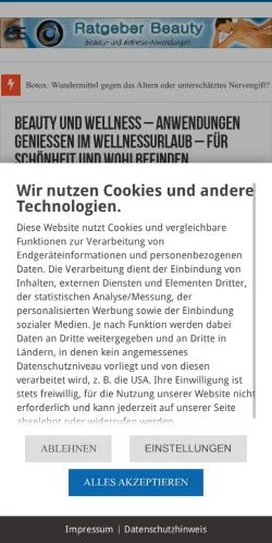 Anteprima del sito Ratgeber Beauty, media di Germania per articoli sponsorizzati