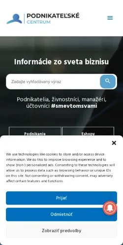 Anteprima del sito Podnikateľské Centrum, media di Slovacchia per articoli sponsorizzati