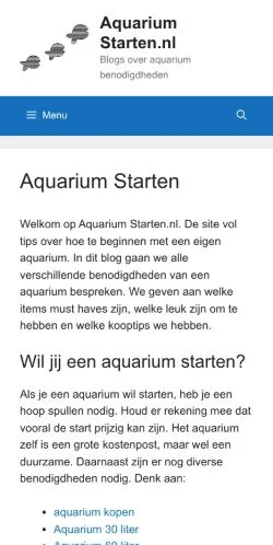 Podgląd witryny Aquarium Starten, medium z kraju Holandia do artykułów sponsorowanych