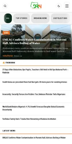 스폰서 기사용 미국 매체 Daily Report Nigeria 사이트 미리보기