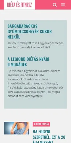 스폰서 기사용 헝가리 매체 Diéta és Fitnesz 사이트 미리보기
