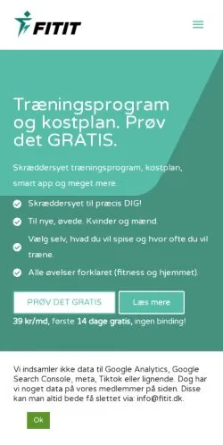 Förhandsvisning av webbplatsen FITIT, medium i Danmark för sponsrade artiklar