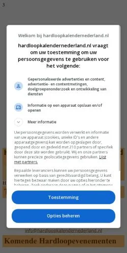 Anteprima del sito Hardloopkalender Nederland, media di Paesi Bassi per articoli sponsorizzati