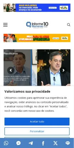 Anteprima del sito Informe Blumenau, media di Brasile per articoli sponsorizzati