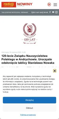 Anteprima del sito Radio Andrychów, media di Polonia per articoli sponsorizzati