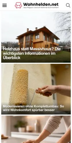 Voorbeeld van de site Wohnhelden, medium uit Duitsland voor gesponsorde artikelen