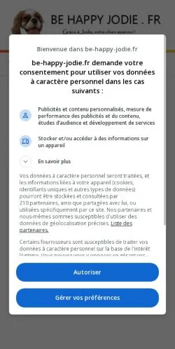 Vista previa del sitio Be Happy Jodie, medio de Francia para artículos patrocinados