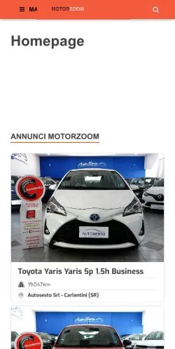 Anteprima del sito Motorzoom, media di Italia per articoli sponsorizzati
