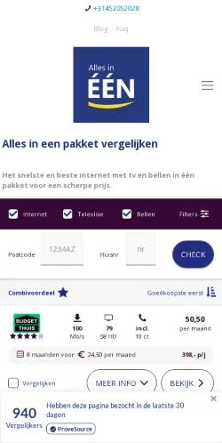 Anteprima del sito Alles In Een, media di Paesi Bassi per articoli sponsorizzati