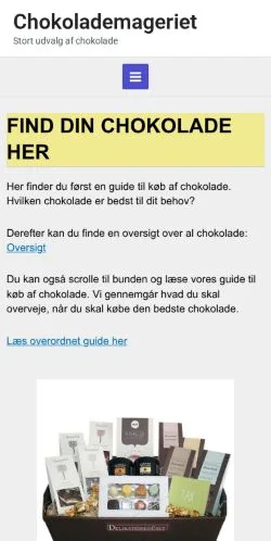 スポンサード記事向けのデンマークメディア、Chokolademagerietのサイトプレビュー
