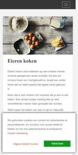 Anteprima del sito Eieren Koken, media di Paesi Bassi per articoli sponsorizzati