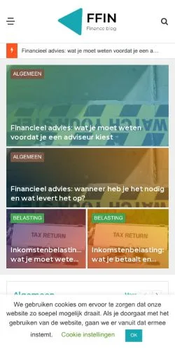 Pré-visualização do site FFIN, meio de Países Baixos para artigos patrocinados