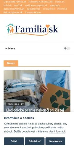 Anteprima del sito Família, media di Slovacchia per articoli sponsorizzati