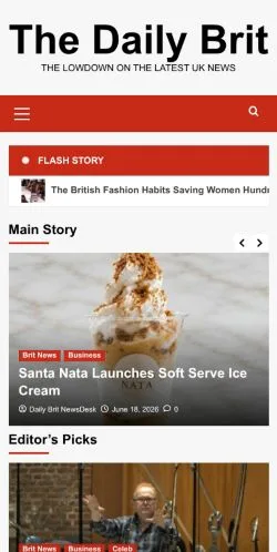 Anteprima del sito The Daily Brit, media di Regno Unito per articoli sponsorizzati