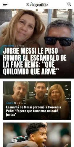 Podgląd witryny El Argentino Diario, medium z kraju Argentyna do artykułów sponsorowanych