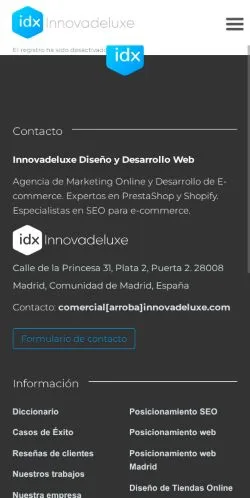 스폰서 기사용 스페인 매체 Innovadeluxe 사이트 미리보기