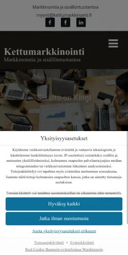 Podgląd witryny Kettumarkkinointi, medium z kraju Finlandia do artykułów sponsorowanych