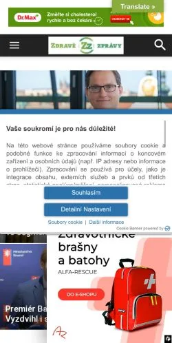 Podgląd witryny ZdraveZpravy, medium z kraju Czechy do artykułów sponsorowanych