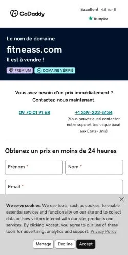 Anteprima del sito Fitneass, media di Stati Uniti per articoli sponsorizzati