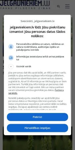 Podgląd witryny Jelgavniekiem.lv, medium z kraju Łotwa do artykułów sponsorowanych