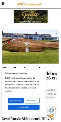 Anteprima del sito GolfConfidencial, media di Spagna per articoli sponsorizzati