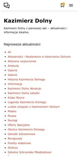 Anteprima del sito Kazimierz Dolny Portal, media di Polonia per articoli sponsorizzati