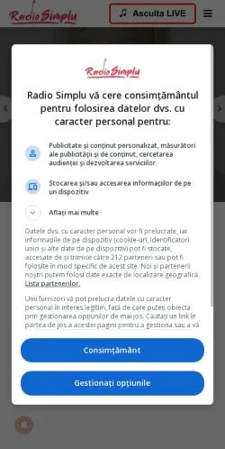 Vorschau der Website Radio Simplu, Medium aus Rumänien für gesponserte Artikel