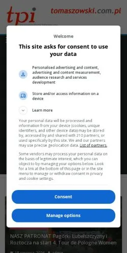 스폰서 기사용 폴란드 매체 Tomaszowski Portal Informacyjny 사이트 미리보기