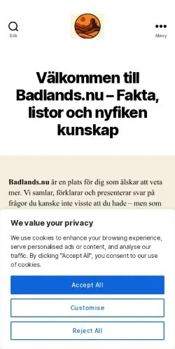 Voorbeeld van de site Badlands, medium uit Zweden voor gesponsorde artikelen