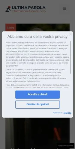 Anteprima del sito UltimaParola, media di Italia per articoli sponsorizzati