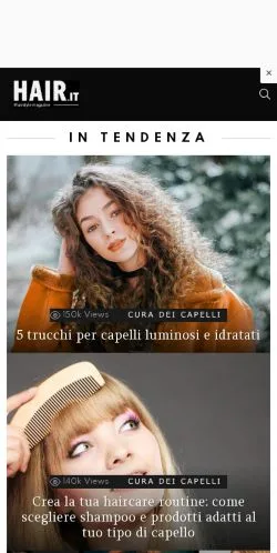 Anteprima del sito Nuovo taglio di capelli? Hair.it, media di Italia per articoli sponsorizzati