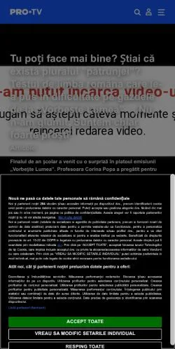 Vista previa del sitio PRO TV, medio de Rumanía para artículos patrocinados