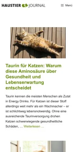 Anteprima del sito Haustiere Journal, media di Germania per articoli sponsorizzati