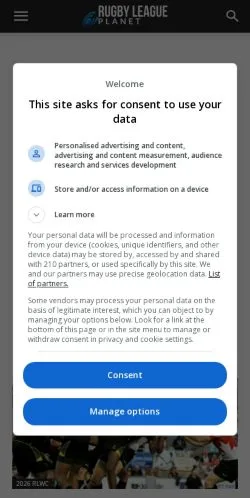 Anteprima del sito Rugby League Planet, media di Stati Uniti per articoli sponsorizzati
