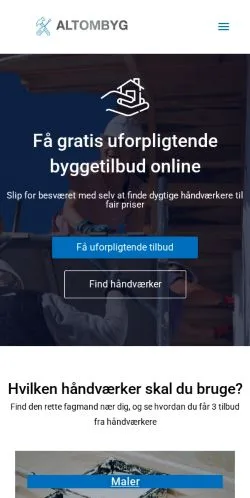 Anteprima del sito Altom Byg, media di Danimarca per articoli sponsorizzati