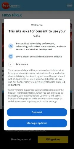Vista previa del sitio infoCegléd, medio de Hungría para artículos patrocinados